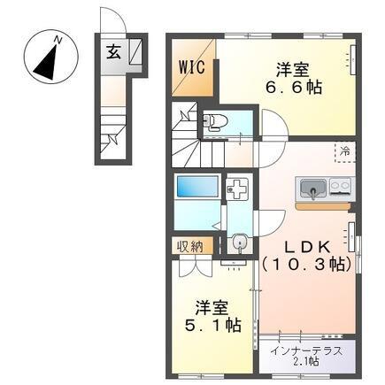 ソラーナ(2LDK/2階)の間取り写真