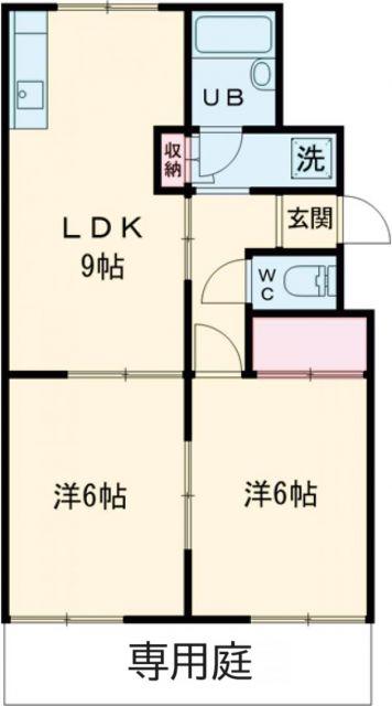 ヴィラ清水(2LDK/1階)の間取り写真