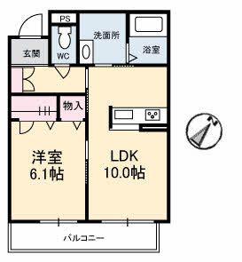 アドグランデ幸町(1LDK/1階)の間取り写真