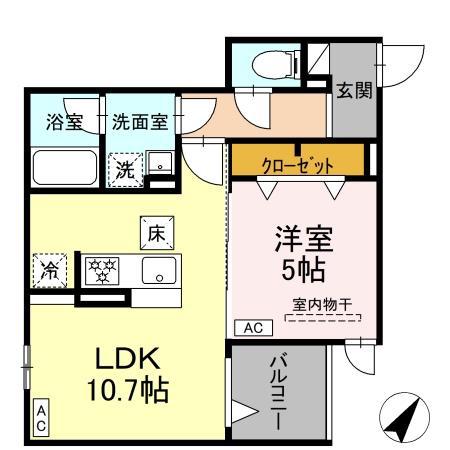 ディールーム豊田(1LDK/1階)の間取り写真