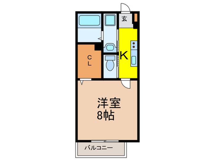 ハイツレジデンス西山(1K/1階)の間取り写真