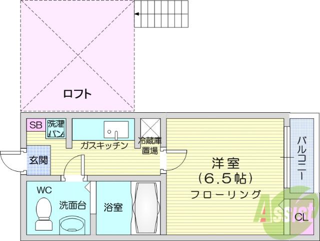 ＪＲ仙山線 東照宮駅 徒歩5分 2階建 築20年(1K/2階)の間取り写真