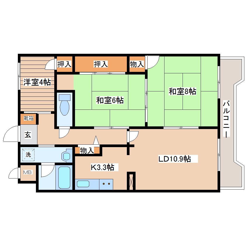 YSKコーポ幸町(3LDK/3階)の間取り写真