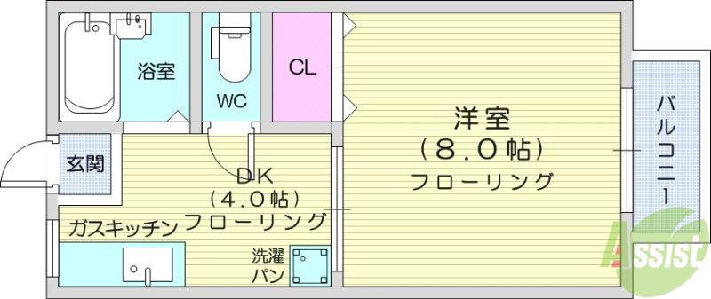 サンライフ川平(1K/2階)の間取り写真