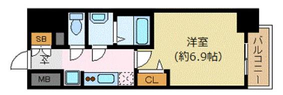 プレサンス丸の内アデル(1K/8階)の間取り写真