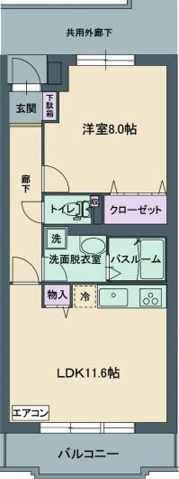 グリーングラスN(1LDK/2階)の間取り写真