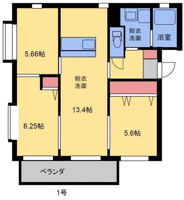 アネーロ城南II(3LDK/2階)の間取り写真