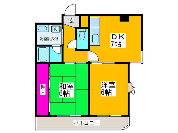 コーポ悠美(2DK/4階)の間取り写真