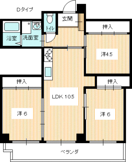 グローメリア宮の下(3LDK/4階)の間取り写真