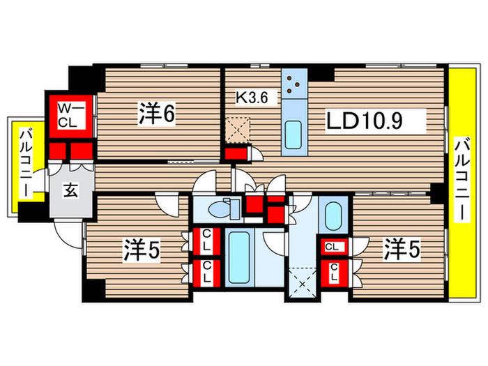 プレミスト本千葉ステーションフロント(3LDK/10階)の間取り写真