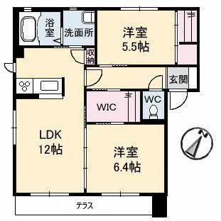 ブランペーシュ(2LDK/1階)の間取り写真