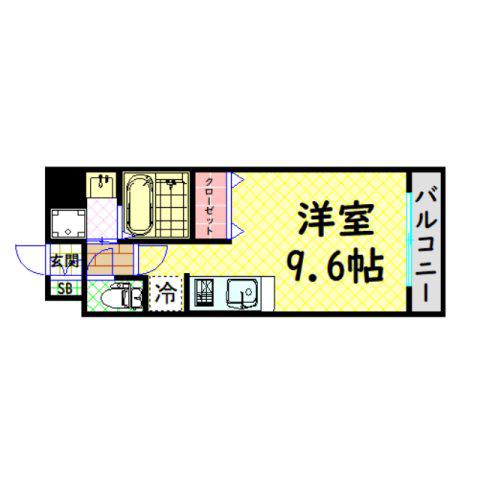 アクアプレイス南堀江(1K/11階)の間取り写真