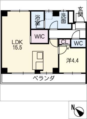 本山ビル(1LDK/5階)の間取り写真