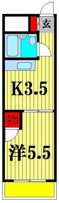 ヒルトップ新松戸II(1K/3階)の間取り写真