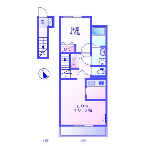 OVEST高田(1LDK/2階)の間取り写真