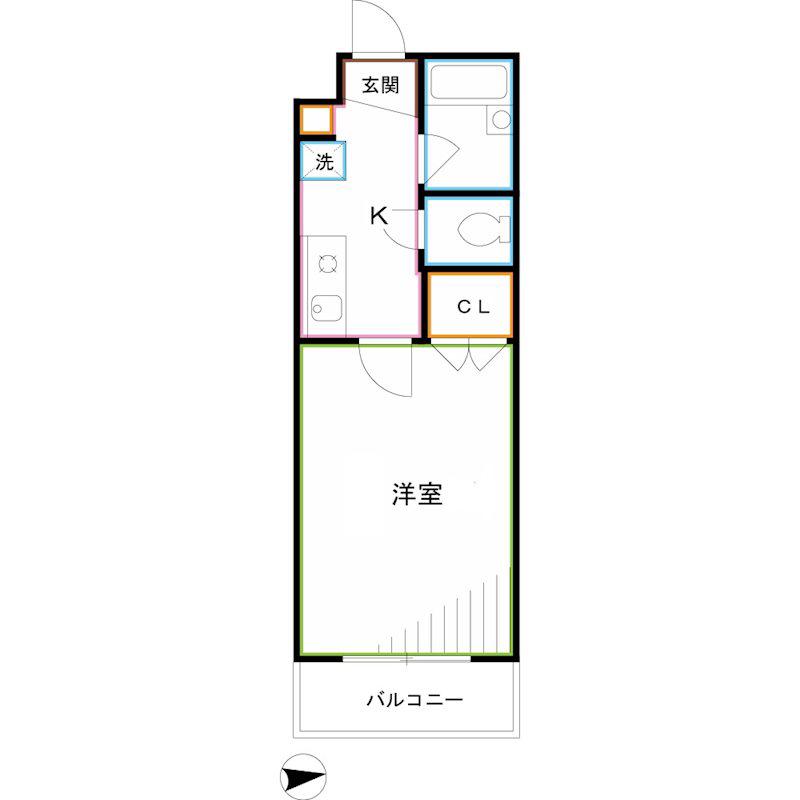 ティーザ武蔵野(1K/3階)の間取り写真