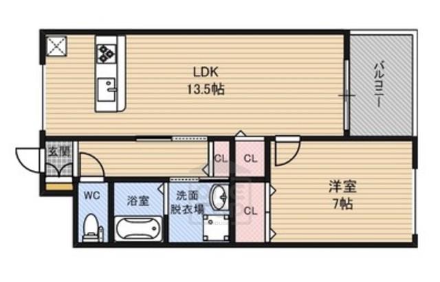 アカツキハイツ(1LDK/7階)の間取り写真