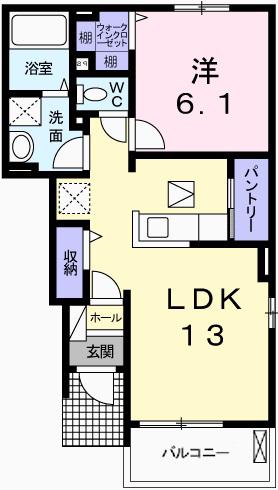 ボニートII(1LDK/1階)の間取り写真