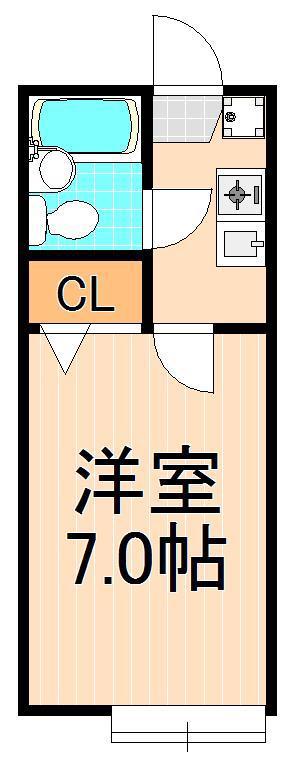 シャンブル綾瀬I(1K/2階)の間取り写真