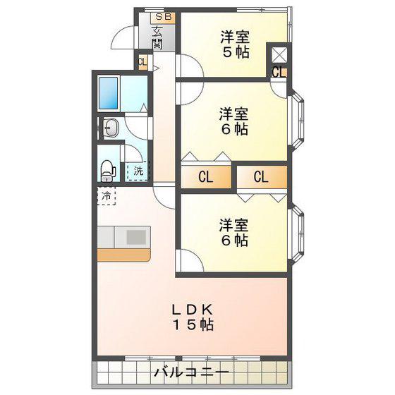 シュロス鵜の森(3LDK/2階)の間取り写真
