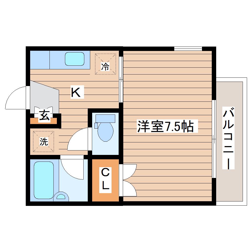 ハイツゆめ21(1K/2階)の間取り写真