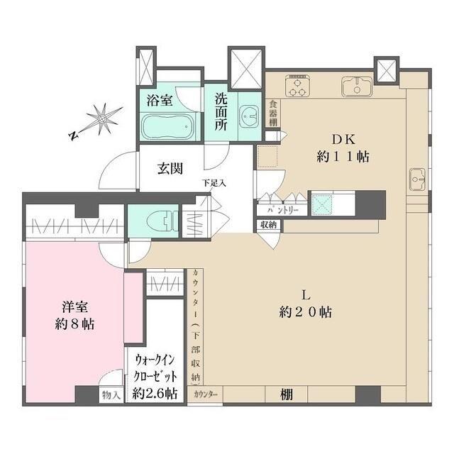 羽沢ハウス(1LDK/1階)の間取り写真