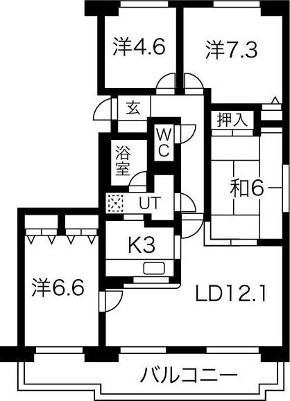 リラハイツ美園(4LDK/3階)の間取り写真
