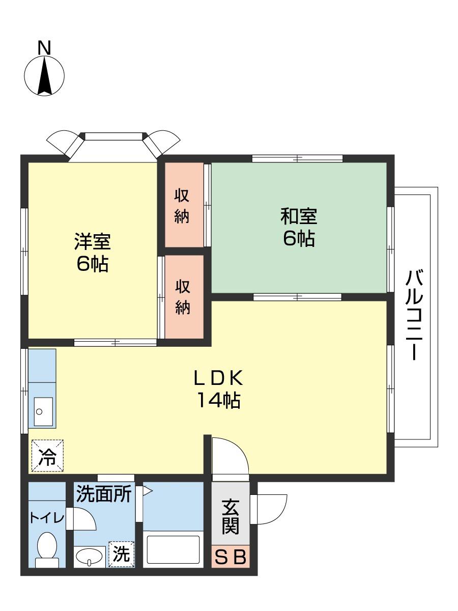セジュール白樺(2LDK/2階)の間取り写真