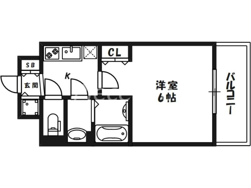エスリード大阪梅田リュクス(1K/9階)の間取り写真
