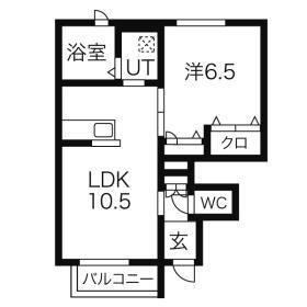 ブリリアント・アヴェニア(1LDK/1階)の間取り写真