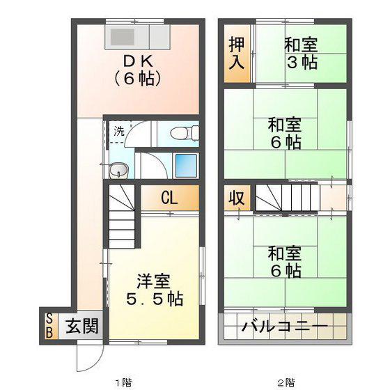 杉山ハイツ(4DK/1階)の間取り写真