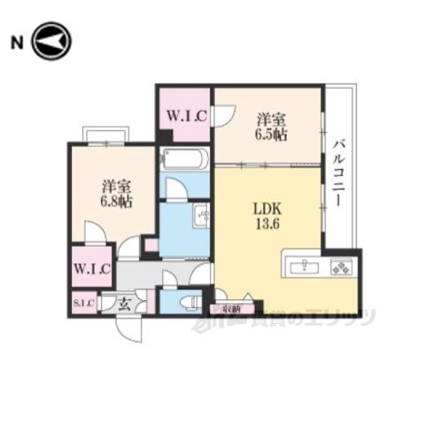 シャーメゾン五位堂(2LDK/2階)の間取り写真