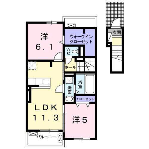 INFINITY II(2LDK/2階)の間取り写真