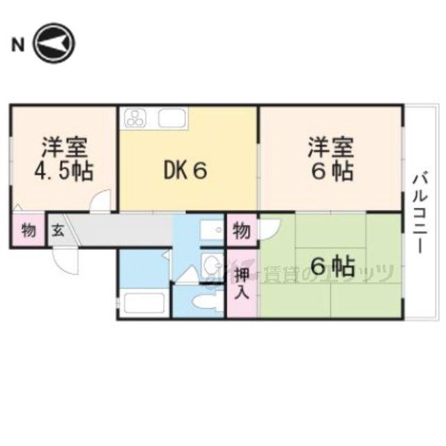 グレースハイムB棟(3DK/2階)の間取り写真
