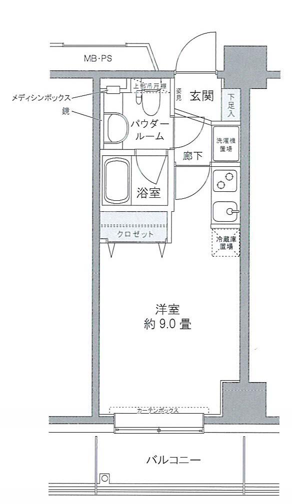 プライムアーバン豊洲(ワンルーム/1階)の間取り写真