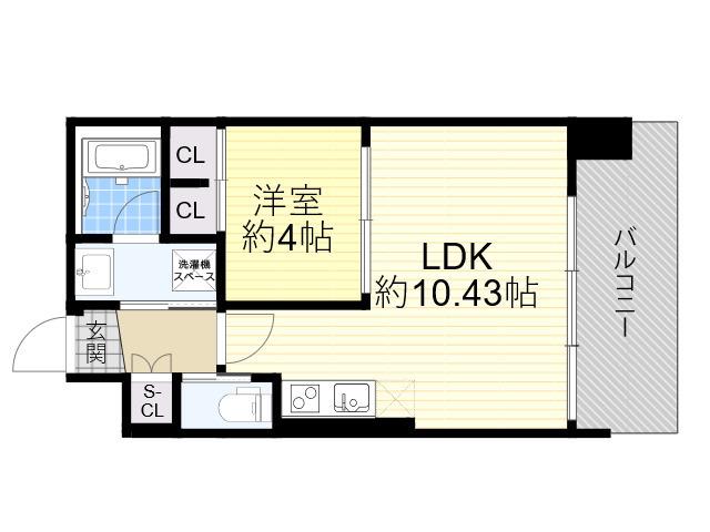 プレジオ都島北通(1LDK/8階)の間取り写真