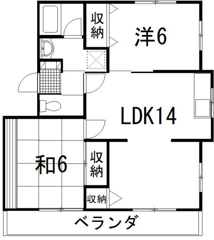 コーポ山城(2LDK/3階)の間取り写真