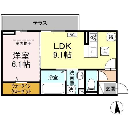 NEXUS D-ROOM笹部II(1LDK/1階)の間取り写真