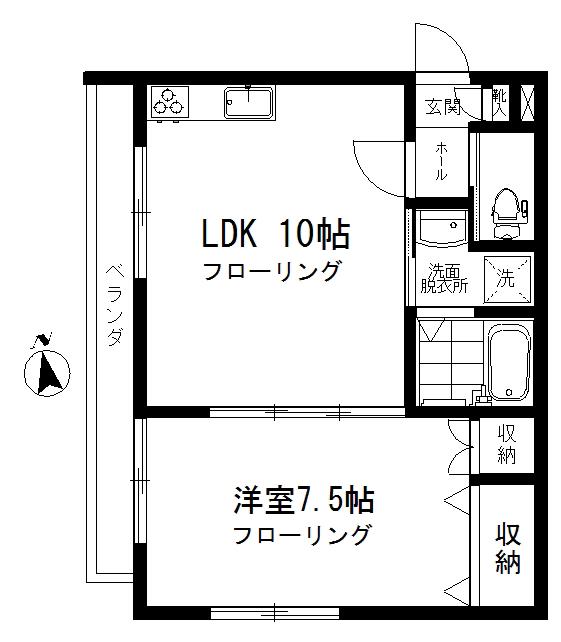 コンフォート祐天寺(1LDK/2階)の間取り写真