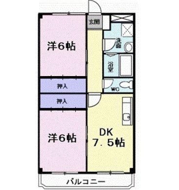 セントラルパークハイツ(2DK/2階)の間取り写真