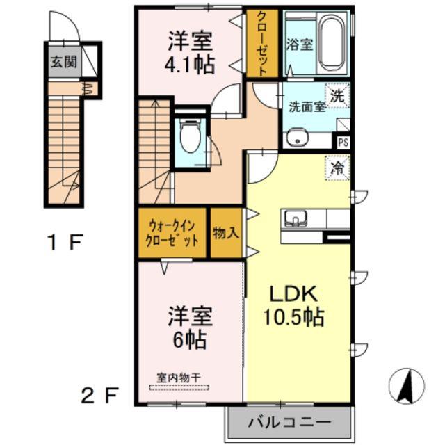 フォーチュンハウス(2LDK/2階)の間取り写真