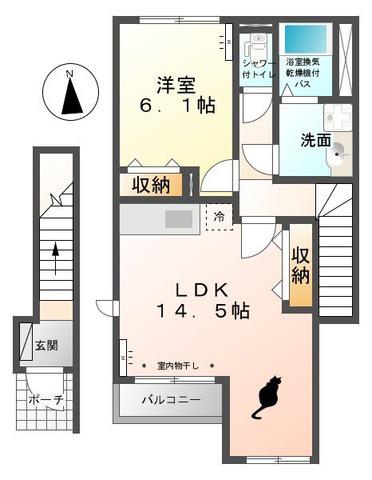 ルミナ 1LDK(1LDK/2階)の間取り写真