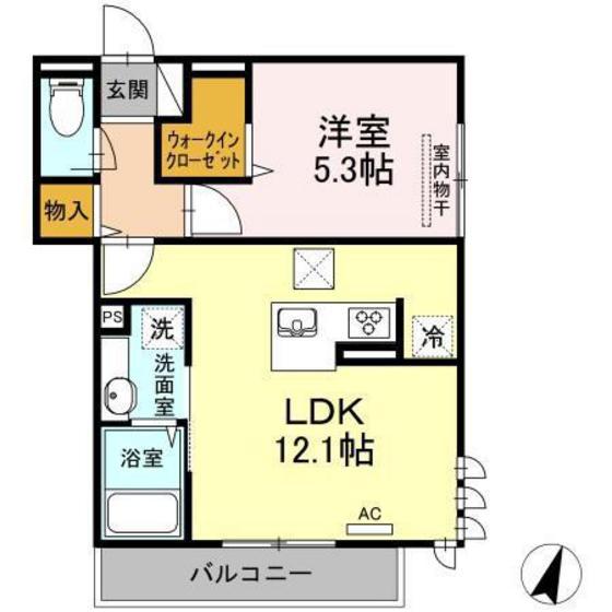  D-ROOMせのやII(1LDK/1階)の間取り写真