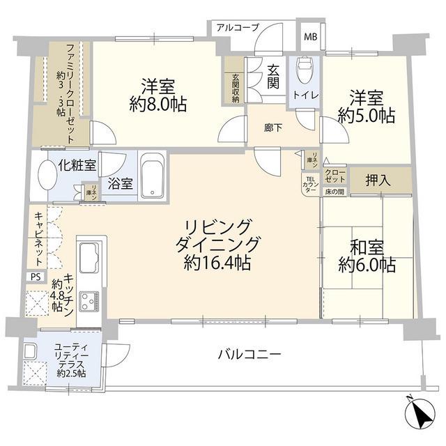 ヒューマンスクエアたまプラーザヒルテイジ(3LDK/2階)の間取り写真