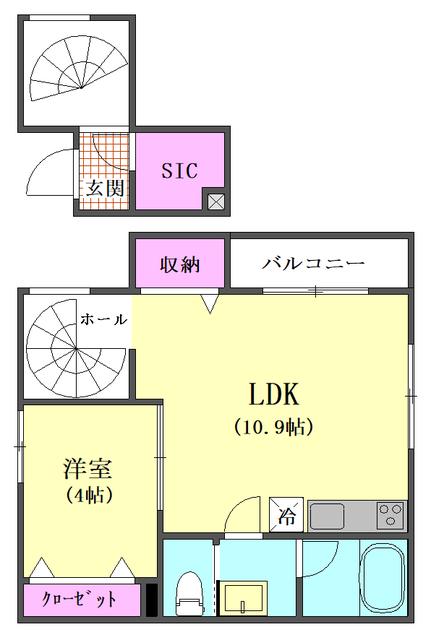 プティ バン ドゥ ソレイユ(1LDK/1階)の間取り写真