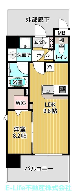 バフェット原水ビル(1LDK/7階)の間取り写真