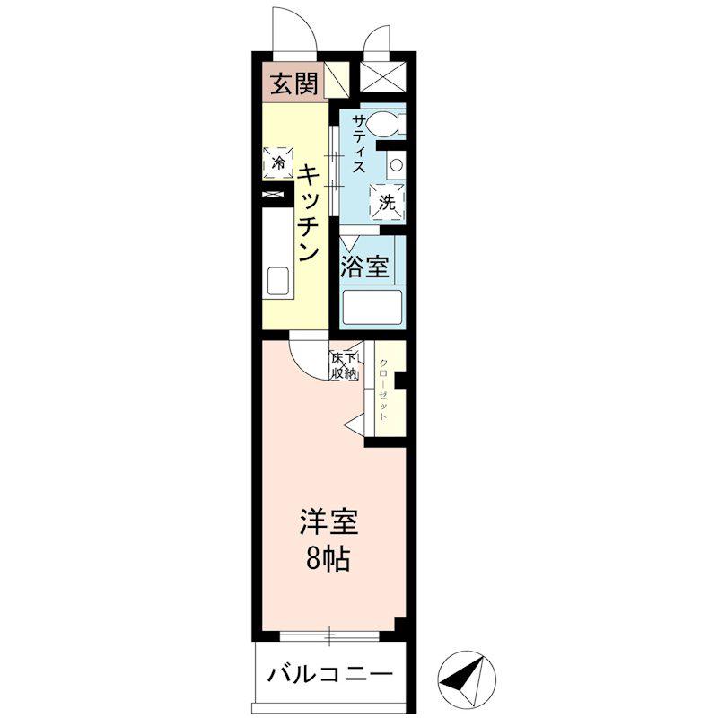 レンブラント戸田公園(1K/1階)の間取り写真