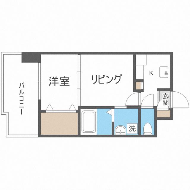 エステートモア薬院ジョイ(2K/6階)の間取り写真