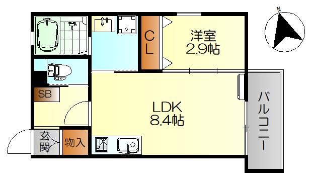 レジデンシャル広(1LDK/3階)の間取り写真