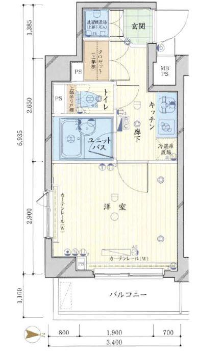ルーブル南品川(1K/5階)の間取り写真